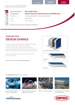 Filter Design Change 80005251, 80005252, 49408804