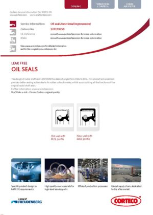 Leak free Oil Seals - Design Change 12015935B