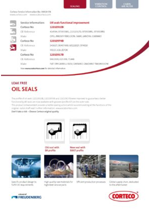 Oil Seals functional improvement 12010910B, 12010974B, 12010917B